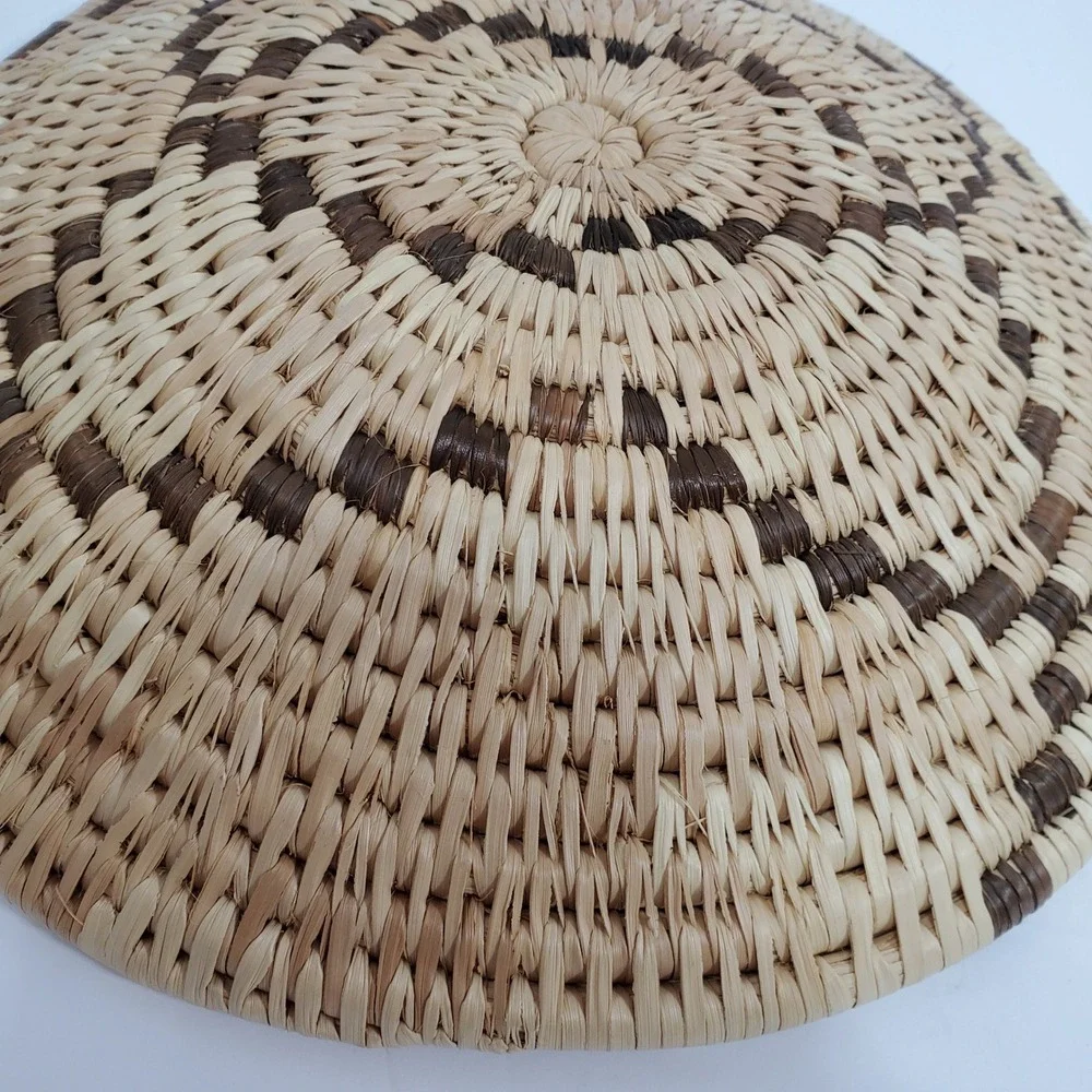 Native Woven Round Basket Decorative Wall Art‎ Natural Tan Brown 9.5 in